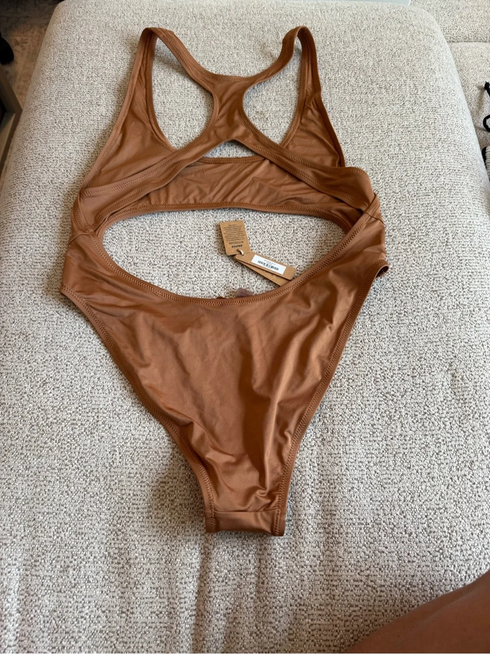 Women's Brown Cutout One-Piece Swimsuit